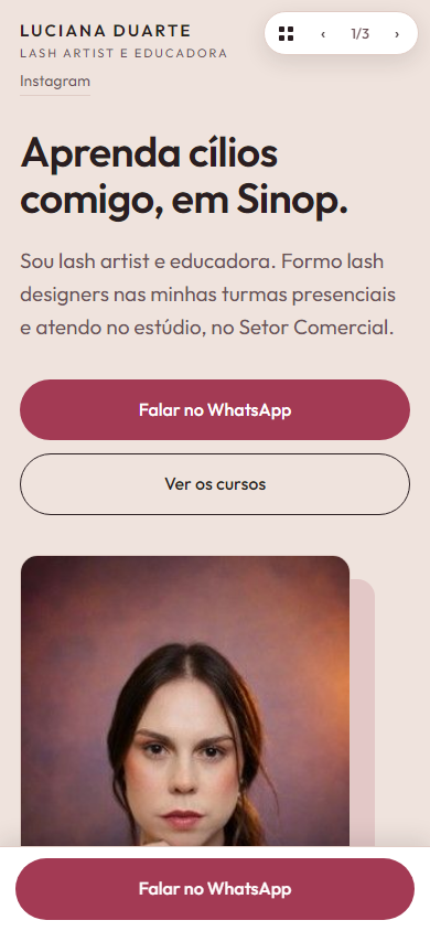 Proposta 1 no celular: título, texto e botões empilhados acima do retrato